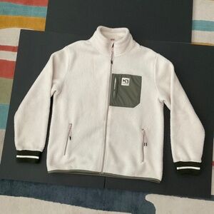 Kari traa, Fleece jacket, oatmeal and green trim, size XL